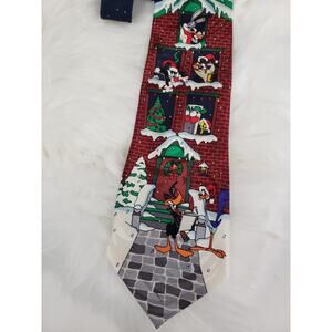 Vintage Christmas Taz Neck‎ Tie Looney Tunes Bugs Bunny 90s y2k dad daffy duck